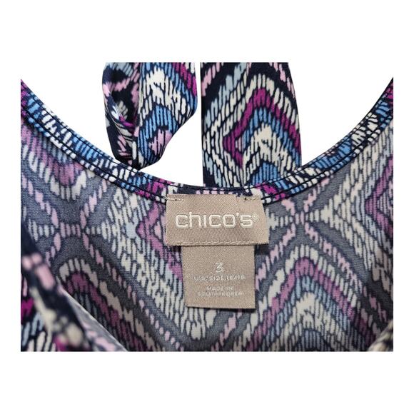 CHICO'S 3 Women XL 16 18 Midi Dress Jersey Diamond Pattern Fishtail Hem Bust 46" - Picture 3 of 6